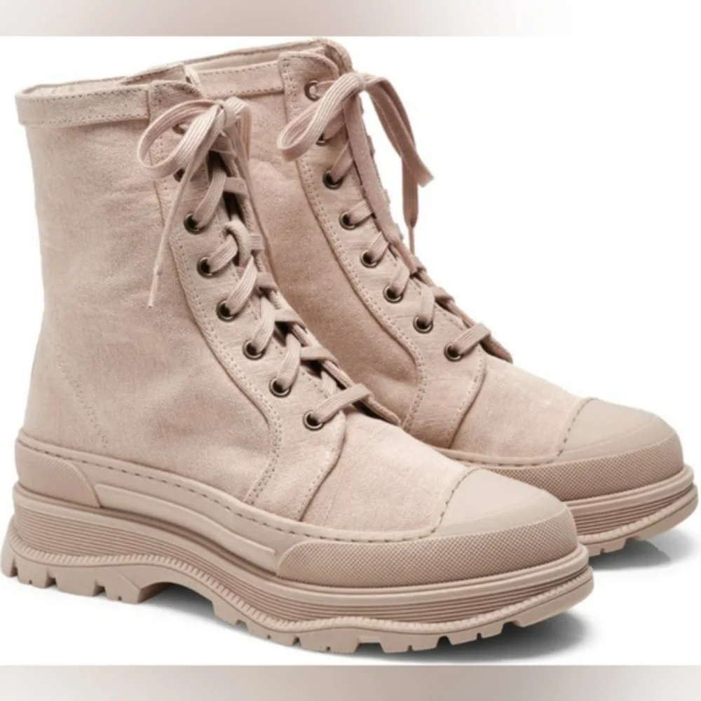 ⭐NWB⭐Free People - Camp Out Canvas Combat Boot size 39 - Picture 1 of 14